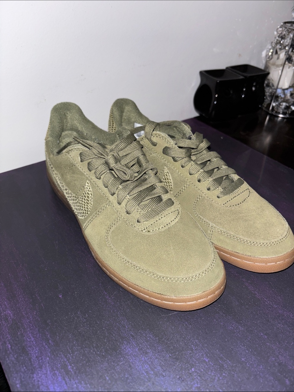 Nike Field General Olive Green Suede Low-Top Sneakers with Gum Sole